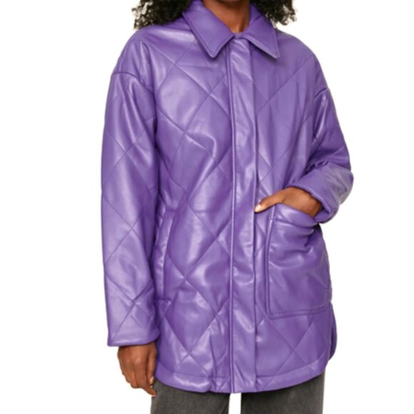 $314 APPARIS Stevie purple quilted faux leather coat XL excellent condition - Picture 2 of 15
